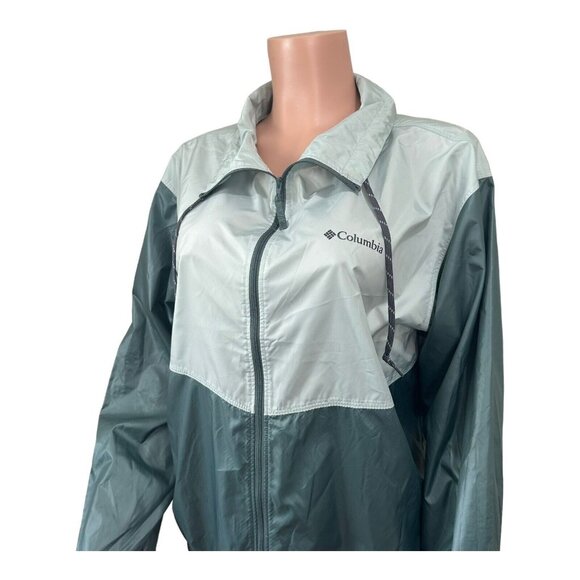 Columbia Thin Jacket Women SZ L Green Windbreaker Full Zip Outdoor Athletic - Picture 2 of 14